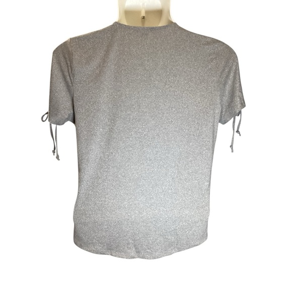 Plus Size, Gray Lace-Up Women's Top, Size 1X - Picture 3 of 6